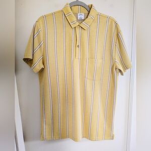Urban Outfitters Mens Yellow Collared Striped Knit Preppy Cali Polo Shirt Small